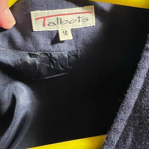 Talbots Short Sleeve Vintage Blue Linen Blazer Size 10 - Picture 3 of 4